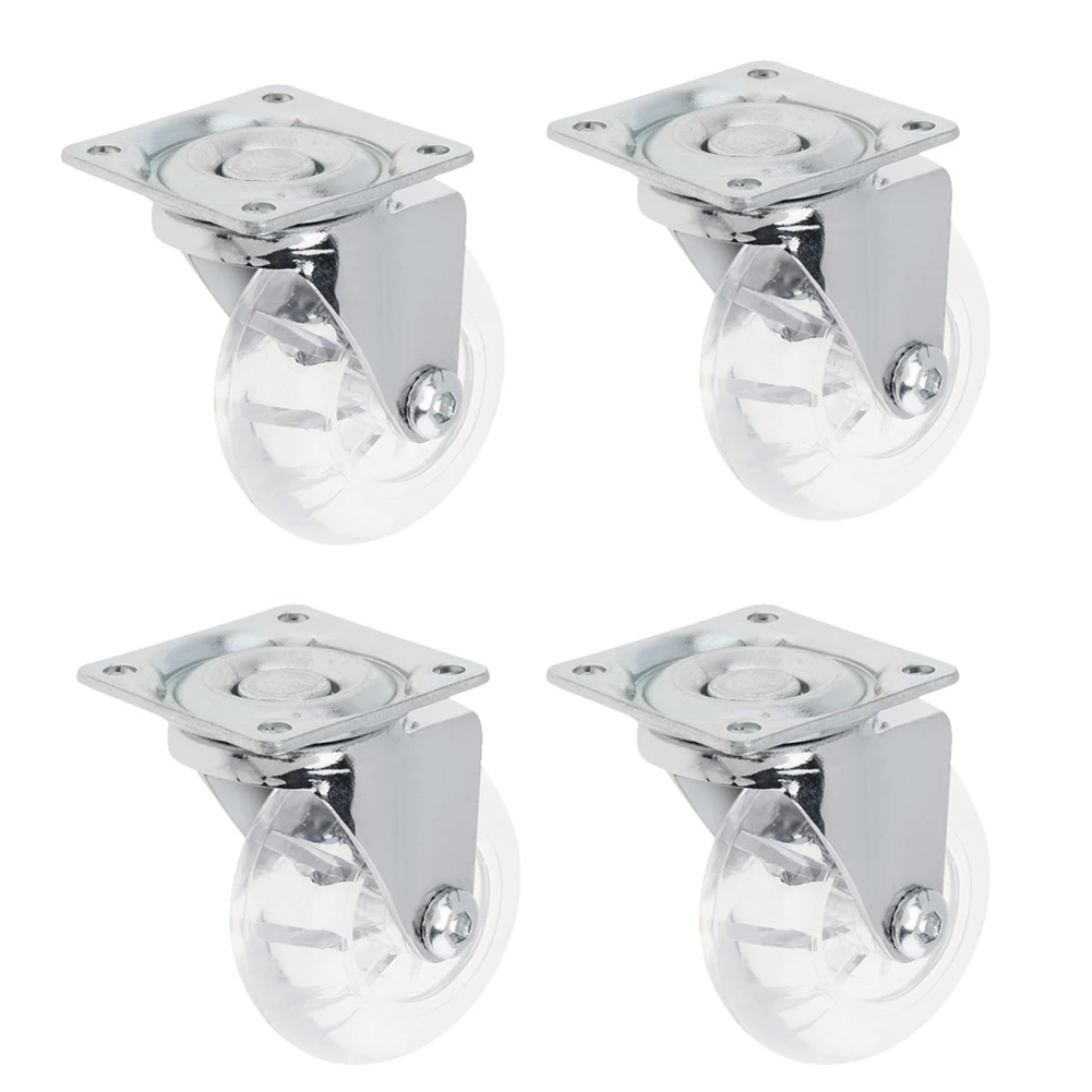 4Pcs 2 Inch Caster Pu Baby Crib Transparent-Crystal Univer-sal Caster No Noise Small Cart Industrial Wheel Chair Casters Tools