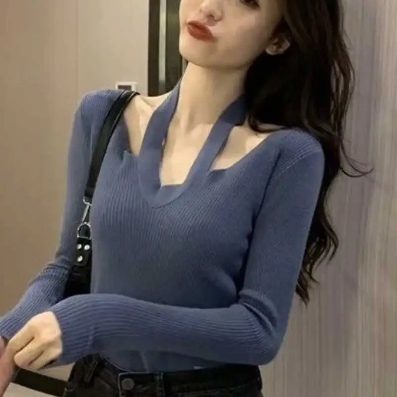 

Women Clothing Autumn Winter Loose Fashion Simplicity Screw Thread Knitting Solid Color Female Appear Thin Slim Sweater Pullover