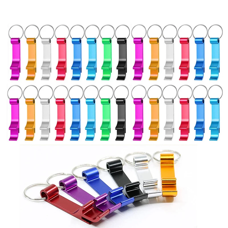 

100Pcs Bottle Opener Keychain Aluminum Beer Bottle Openers Metal EDC Soda Keyring Tool Gift Accessories for Kitchen