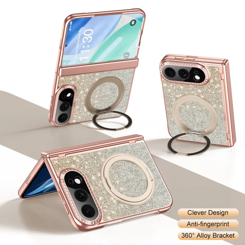 Starlight Light Luxury Glitter Case For iPhone Ultra Fold 5G  Vacuum-plated Metal Bracket Glass Protective Cover view 2