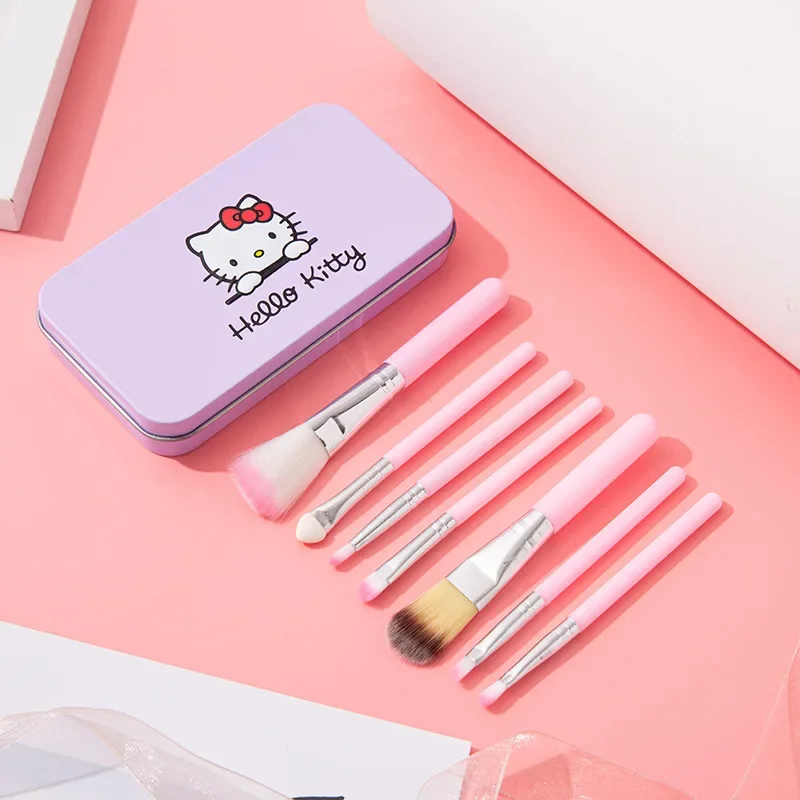 Sanrio Hello Kitty Makeup Brush Set, Ferramentas bonitos dos desenhos animados, Fundação cosmética, Beleza Make Up Brush, Presente de feriado para meninas