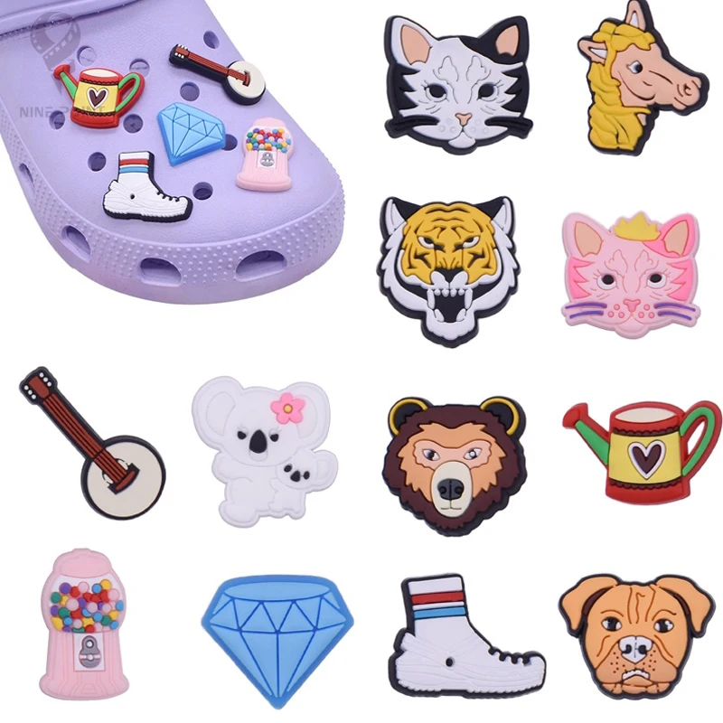 PVC Shoe Charms Cartoon Shoe Accessories Animals DIY Shoe Decoration Cute Shoe Buckles for Clog Sandals X-mas Gifts  Buckle