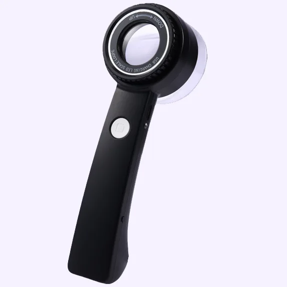 60 times magnifying glass high definition with strong light flashlight USB focusing length jade jewelry  tobacco and wine