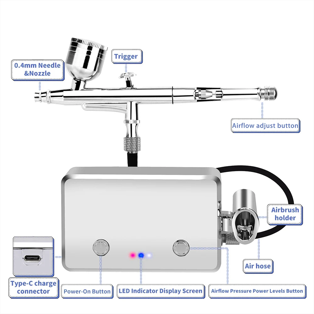 

Free Shipping Cordless Airbrush With Compressor Kit Makeup Foundation Spray Air Brush Handheld Higher Power Pneumatic Tools