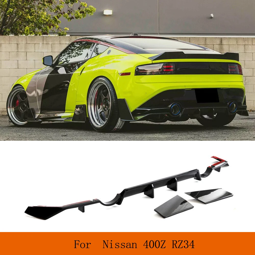 Car Rear Bumper Diffuser Lip For Nissan 400Z RZ34 2023 Dry Carbon Fiber Rear Lip Racing Spoiler With Side Bottom Splitter