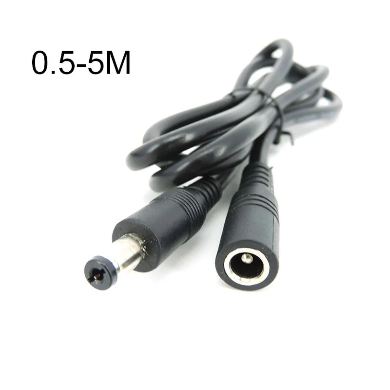 0.5/3/5m dc macho para fêmea jack plug cabo de extensão 5.5x2.1 18awg 7a para adaptador de alimentação cabo cctv câmera luz de tira e