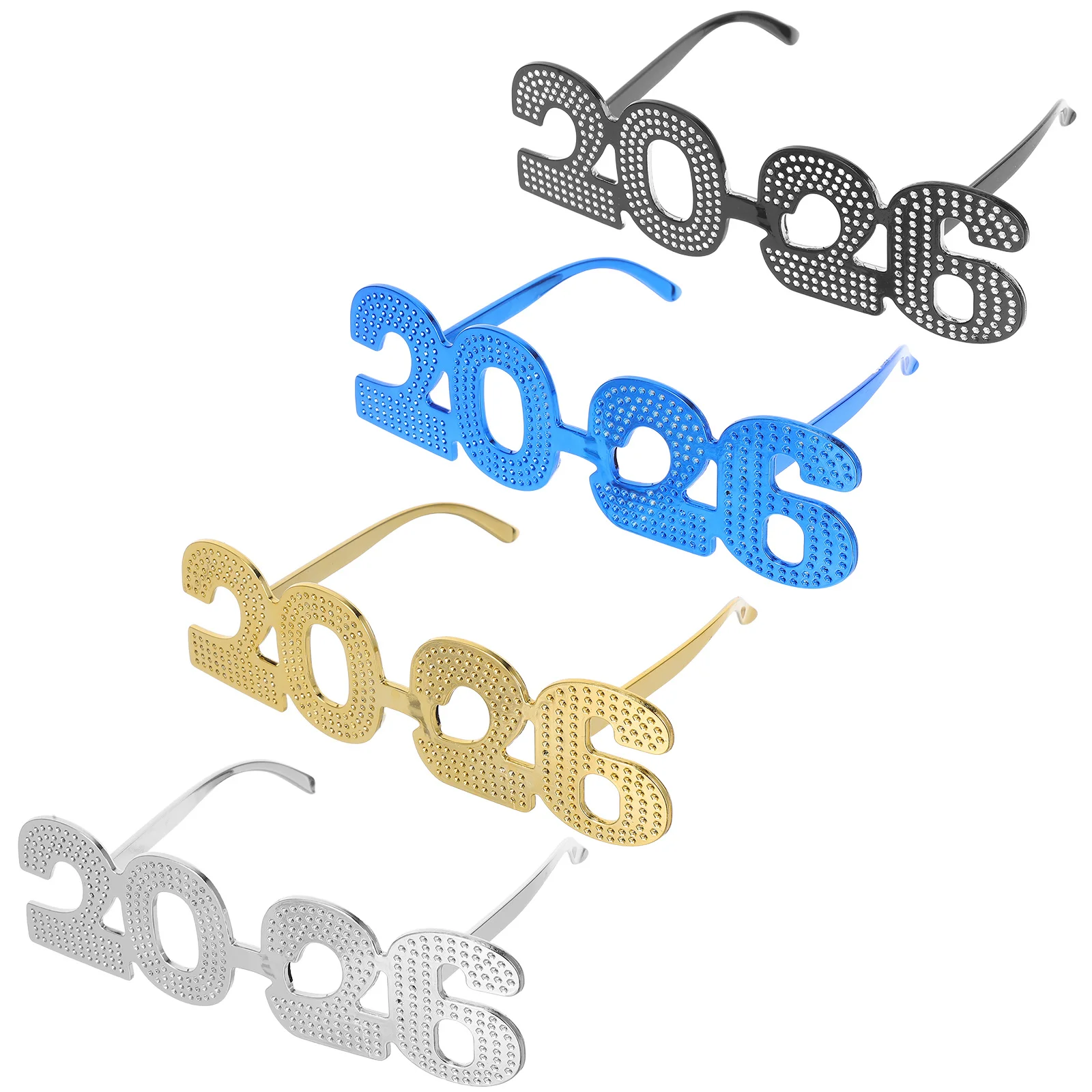 4 قطعة 2026 نظارات أرقام احتفالية على شكل نظارات ليلة رأس السنة جمع صور الدعائم فئة 2026 ديكور الاحتفال