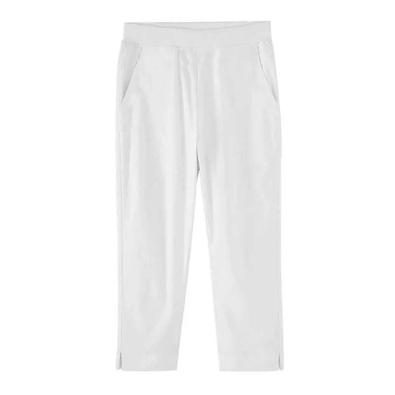 Korean Fashion Capris Pants Women 2024 Spring Summer Casual High Waist Office Lady Pencil Pants Calf-Length Trousers White