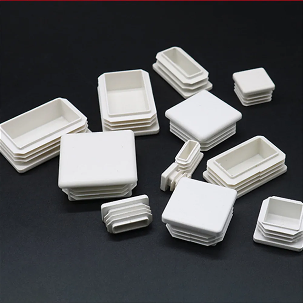 White Plastic Rectangle/Square Blanking End Cap Pipe Inserts Plug Bung Steel Leg Stopfen 15x15 50x100mm