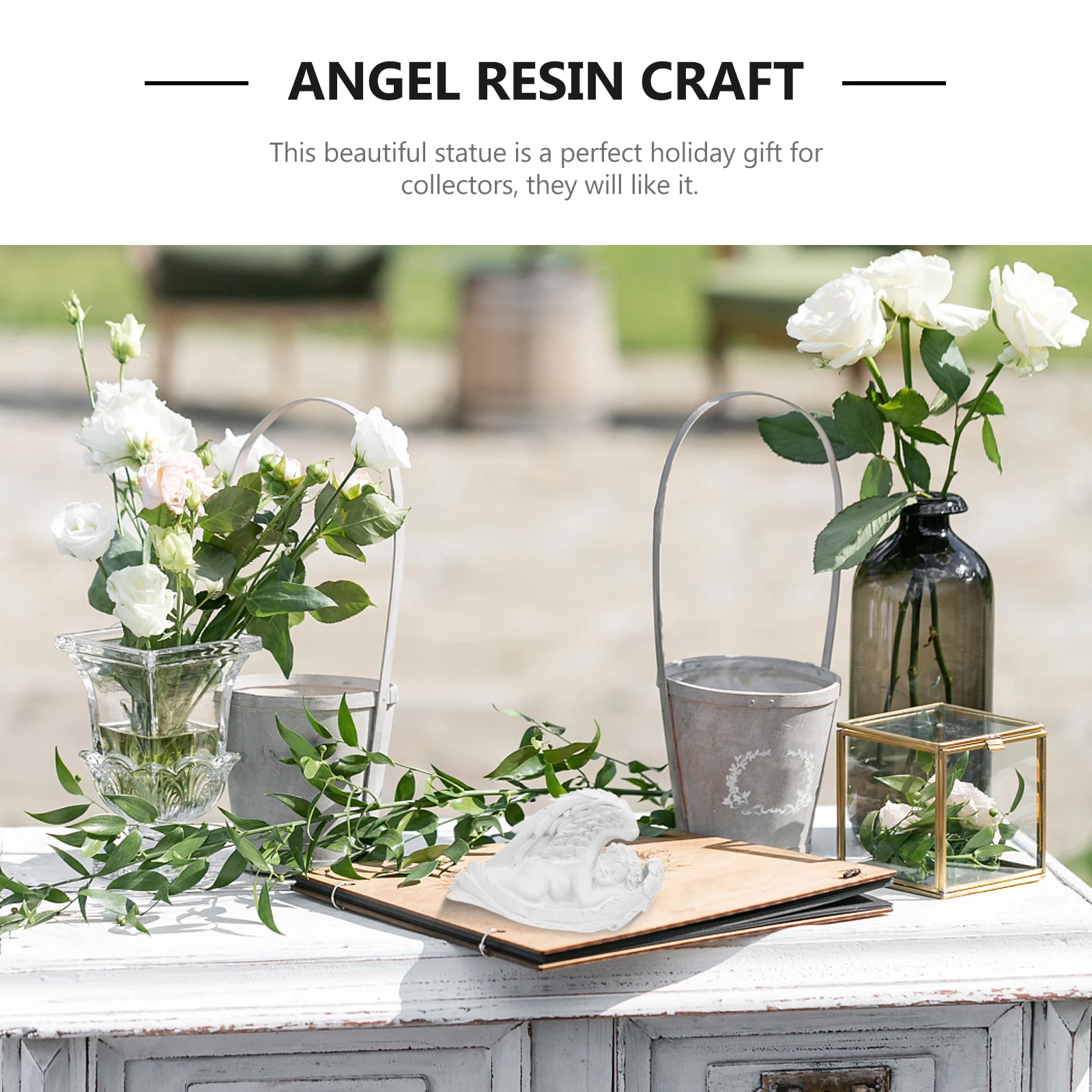 

Praying Angel Statue Sculpture Resin Ornament Home Decoration Bedroom Living Room Office Gift Collectors Craft Elegant Unique