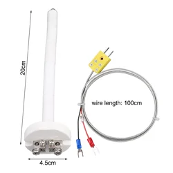 1PC Ceramic Tube 200/215/250/300mm Type K Thermocouple Ceramic Kiln Probe With 1m (3.3 Ft) Extension Cord