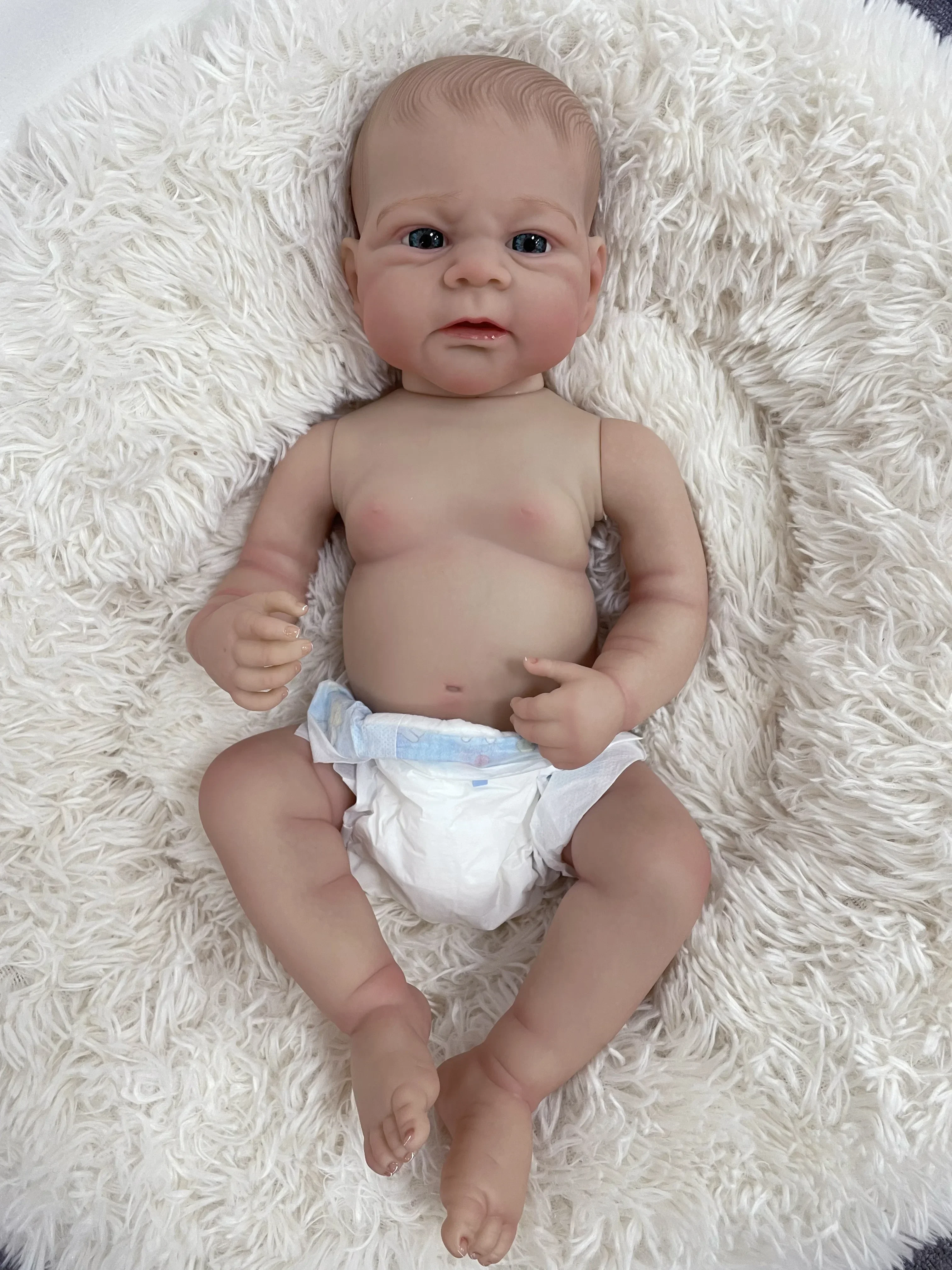 Elijah Full Vinyl Body Reborn Doll 19inch Multiple Layers Painting 3D Skin With Visible Veins Hand Drawn Hair Excluding clothing