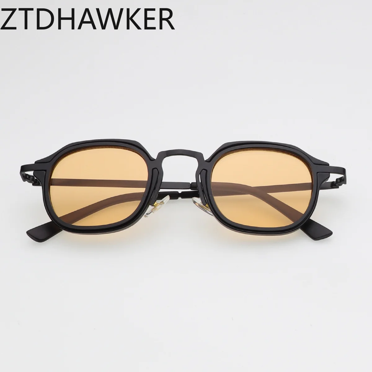 2024 New Style Square Trendy Simple Metal Men and Women Sunglasses Black Lens Ball Party