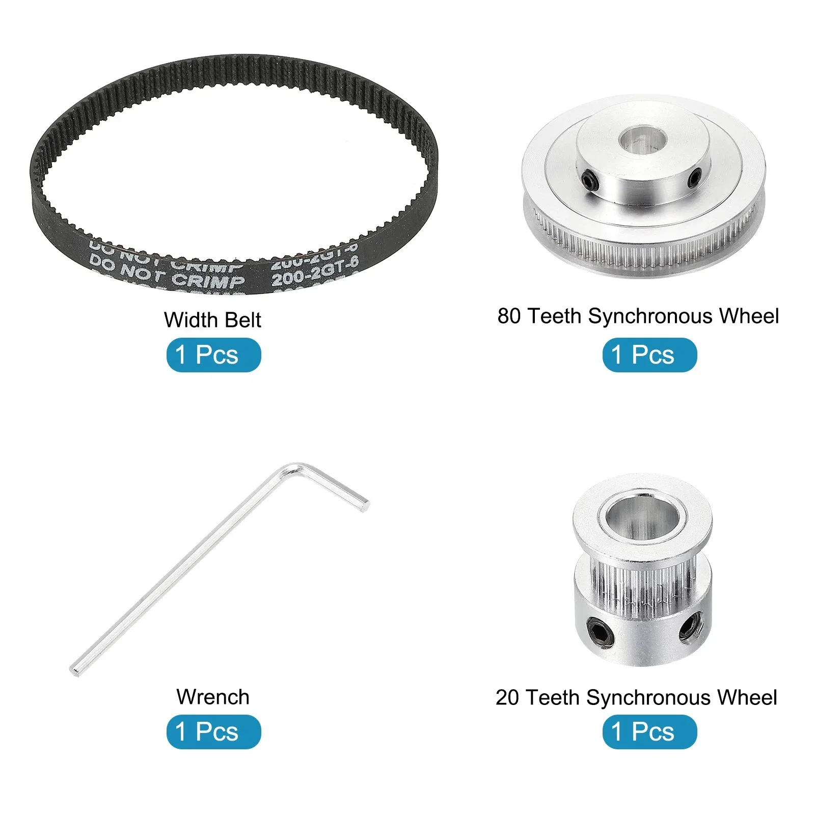 Timing Pulley 20&80 Teeth 8mm&10mm Bore Wheel With Belt And Wrench Synchronous Belt Pulley For 3D Printers/engraving Machines view 2