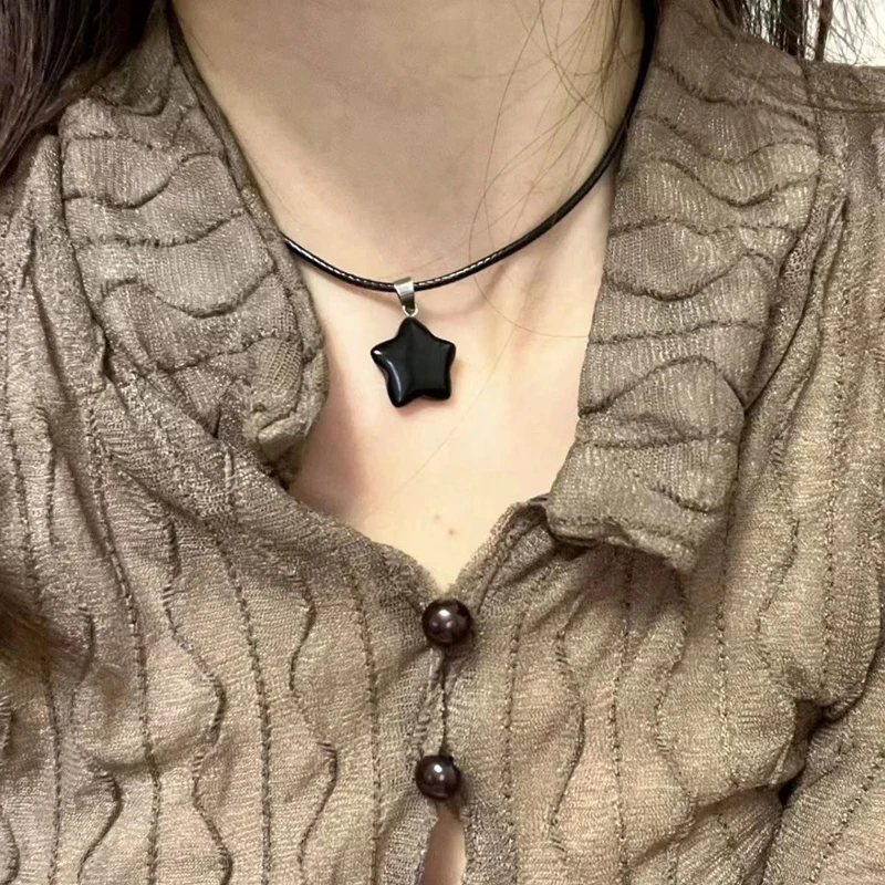 Pentagram Star Crystal Pendant Necklace Sacred Healing Gemstone Natural Stone Pendant for Women Girls Necklace Crystal Healing image 2