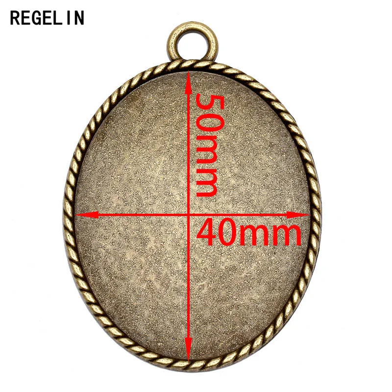 REGELIN Big Size Pendant Blank Base Settings Cabochon Cameo Tray Bezel 5pcs Fit 40x50mm Cabochons Cameo DIY Necklace Findings