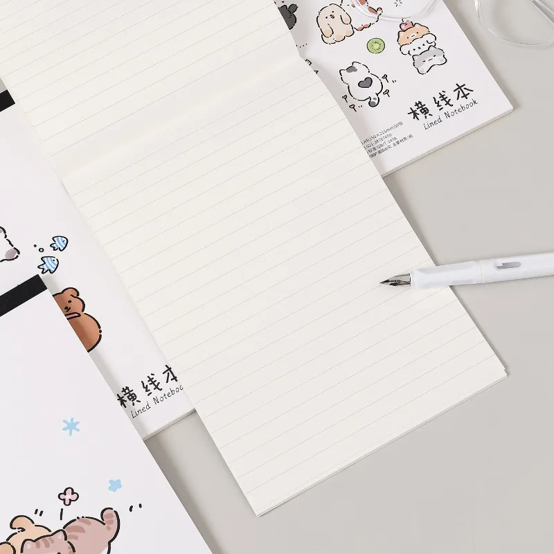 Horizontal Line Book Notebook B5 Horizontal Line Soft Surface Copy Wireless Binding Flat Spread Adhesive Book Cat Cute Notebook