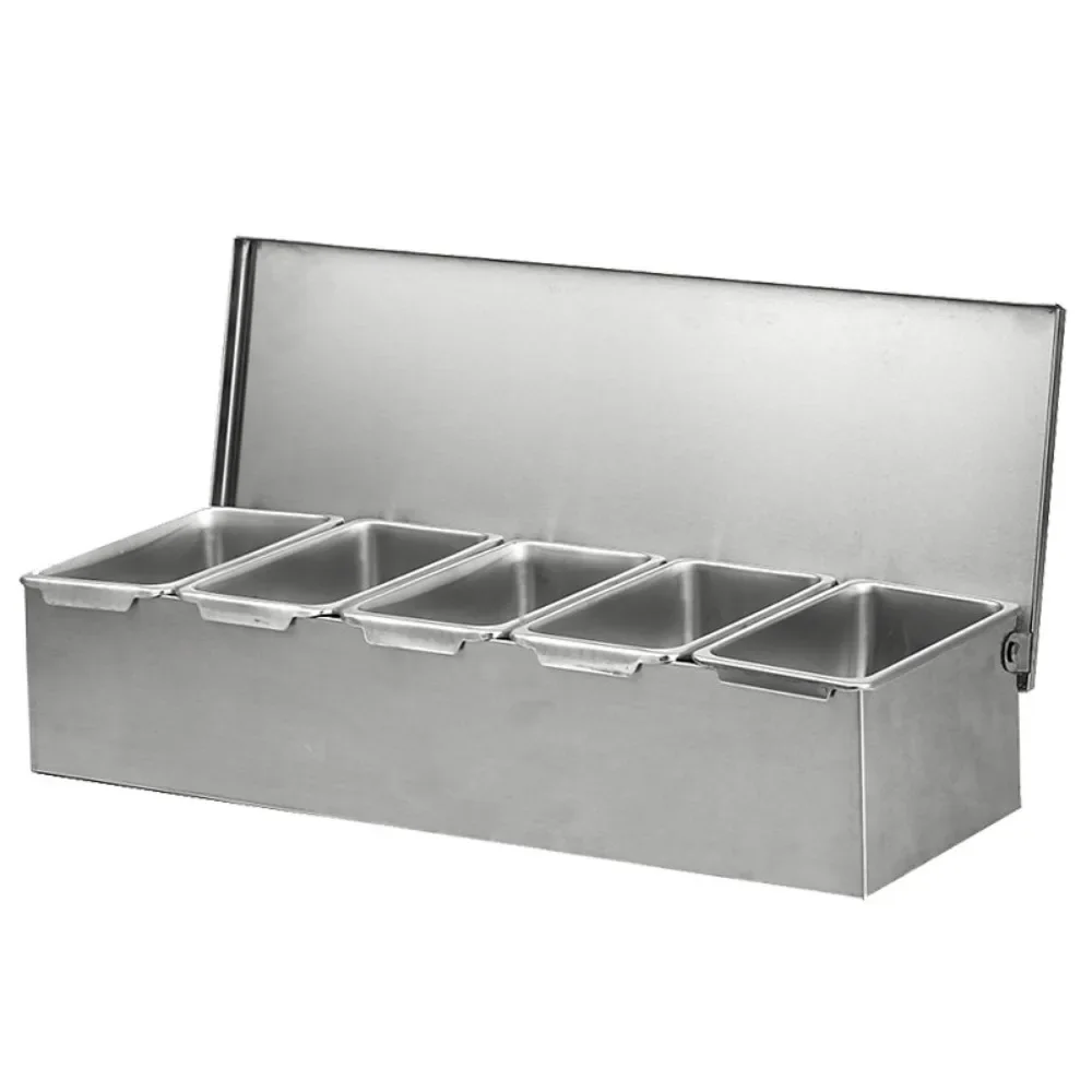 Sealed Flip Type Condiment Organizer Anti Rust Storage Box For Snack And Dish Preparation