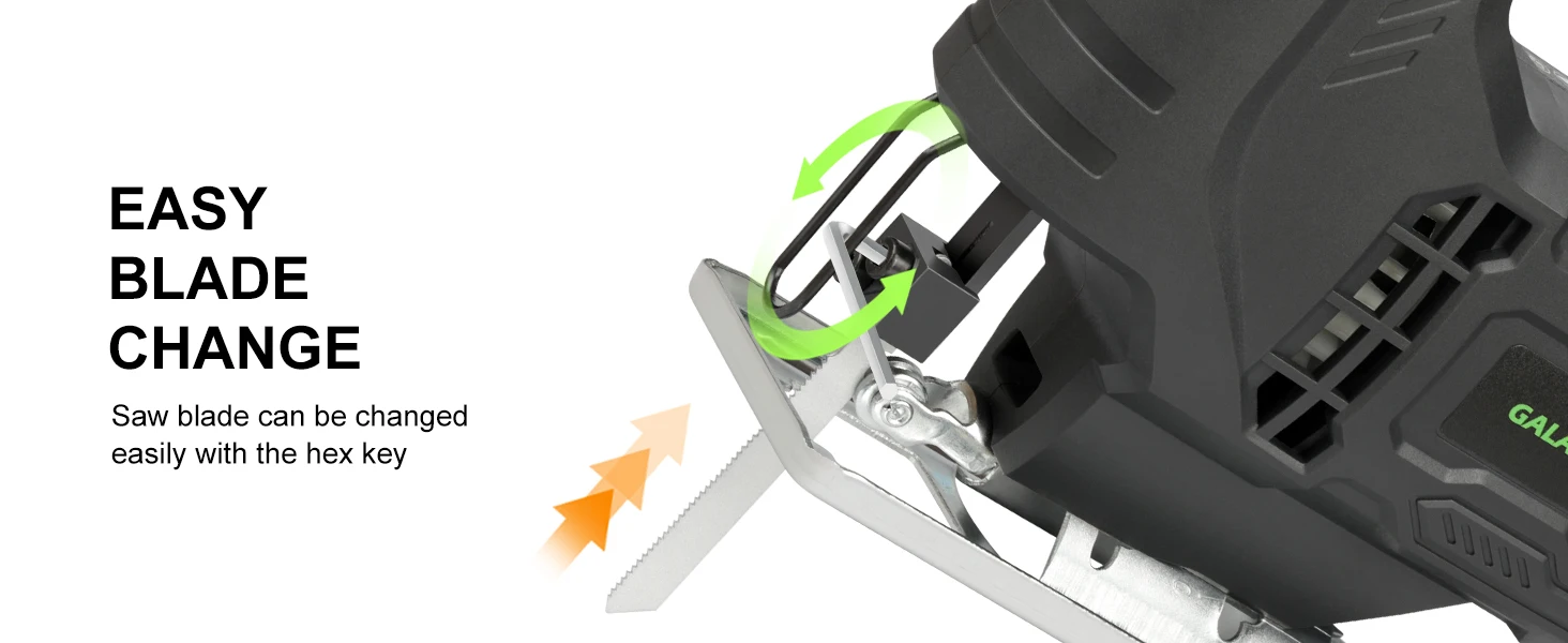 GALAX PRO Stichsäge 400W Leistungsstarker Motor Elektrische Säbelsäge 3000 U/min Einstellbar ±45° ° Abgeschrägter Schnitt für Tischler DIY Holzbearbeitung – Detail 6
