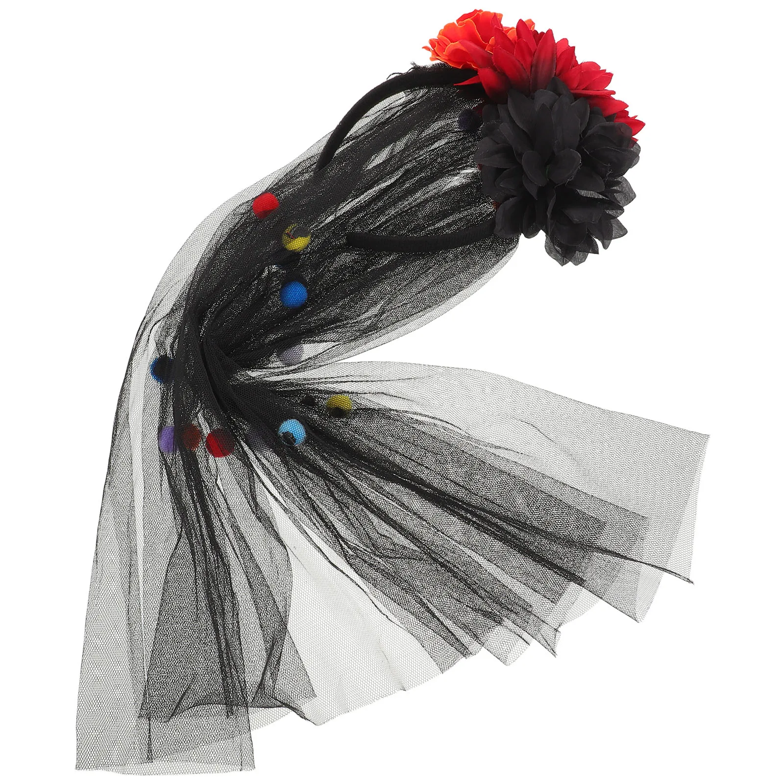 

Dark Bride Headband Veils Day of The Dead Costume Hair Accessories Flower Ghost
