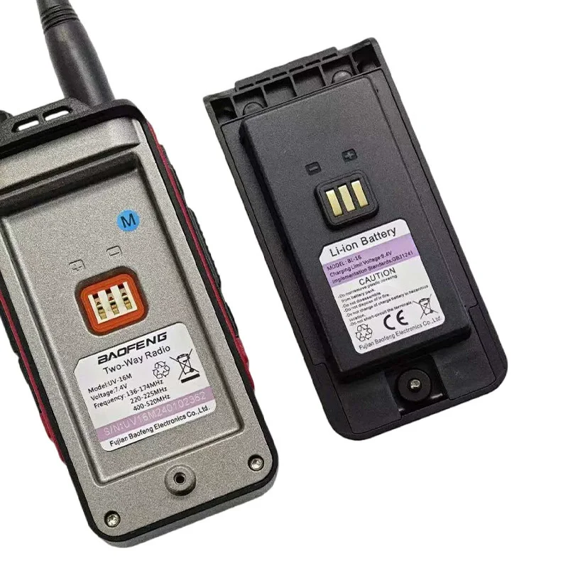 For BAOFENG UV-16M Walkie Talkie Li-ion Battery High Capacity Support Type-C Charging UV-16M V2 Two Way Radio Extra Battery