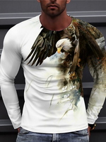 Men's Long Sleeve T-shirts Vintage Eagle Style 3D Print T Shirt Fashion Harajuku Men Street Loose Top Casual Sports Man Clothing