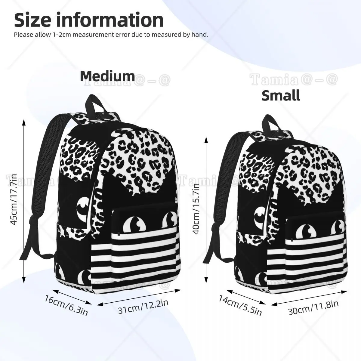 Funny Black Cat Strips Backpack Daypack Large Capacity Kids BookBag School Bag Shoulder Bags for Boys Girls