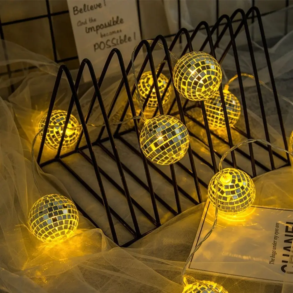 Mini LED Disco Ball String Lights Multicolor 20/40 LED Mirror Disco Ball Lights Colorful Decorative LED String Light