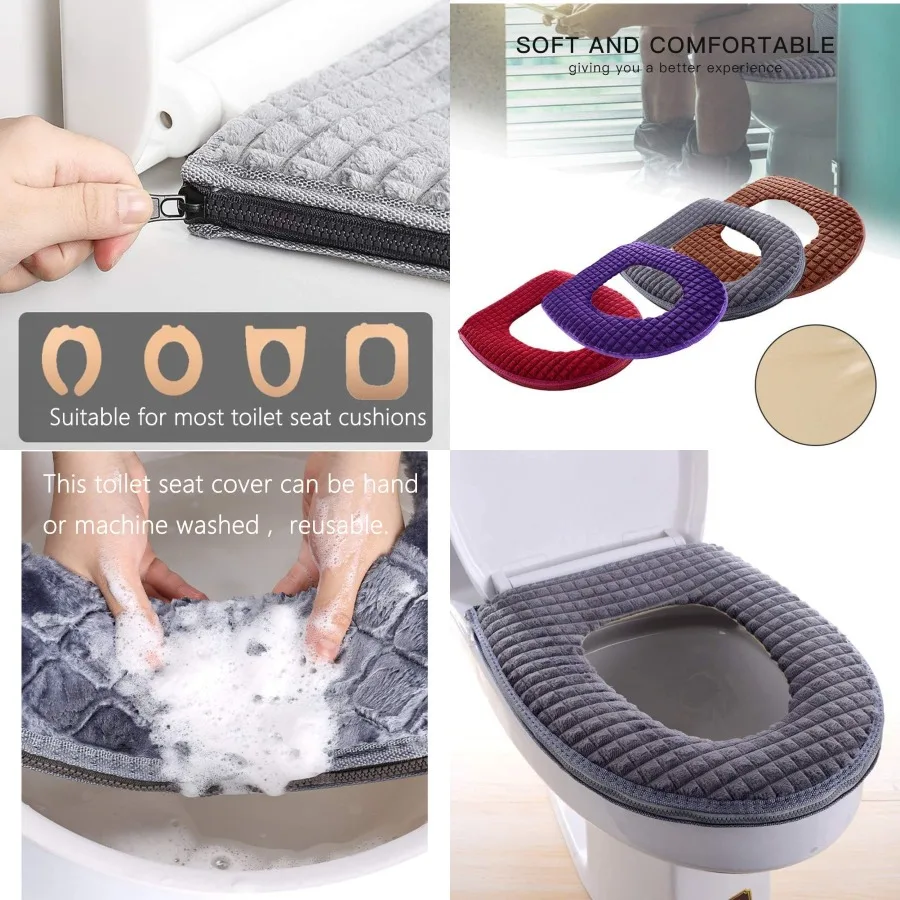 

Bathroom Soft Toilet Seat Cover Pad Washable and Comfortable Toilet Seat Cushion for Most Standard Toilet Lids Ideal for Home a