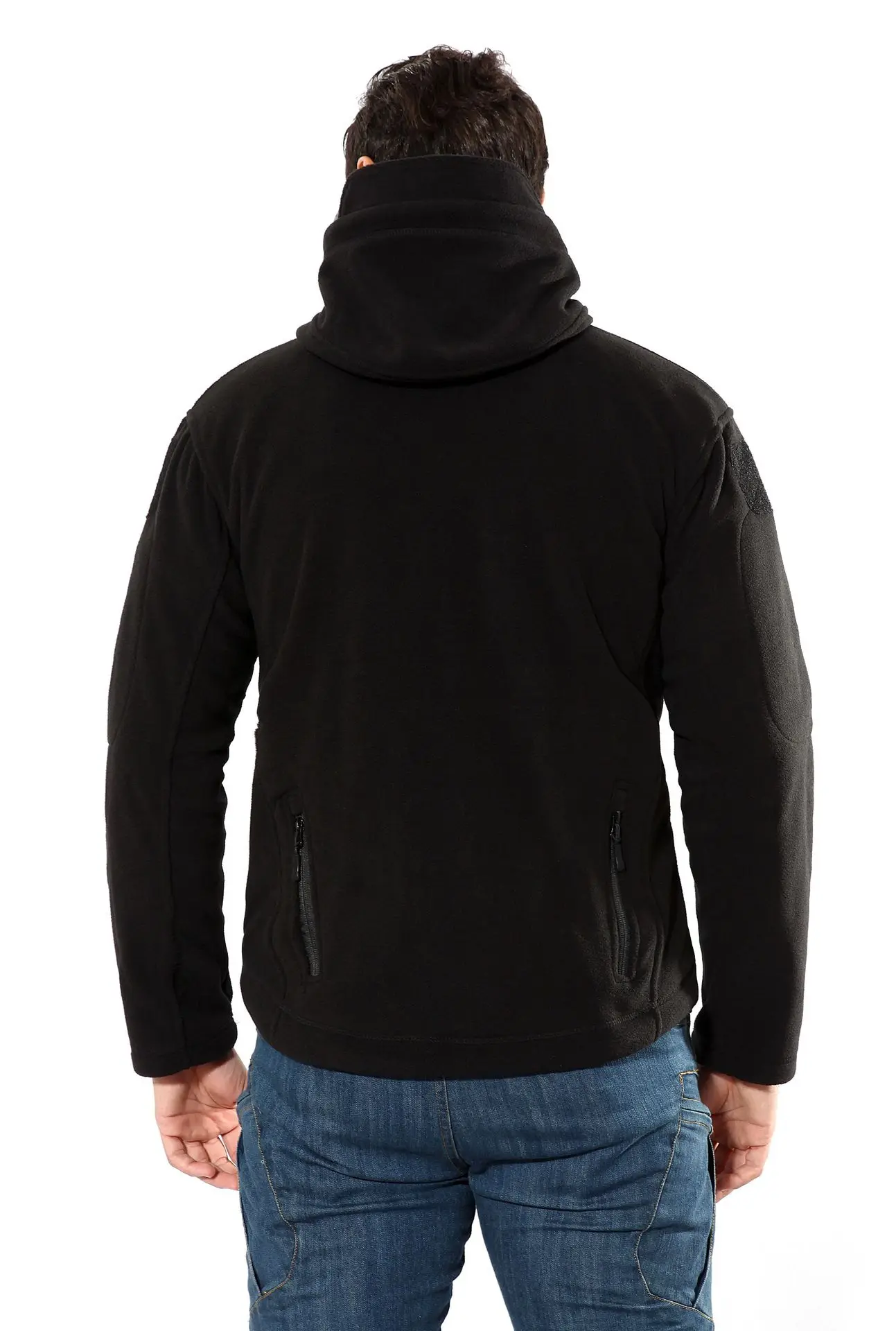 Mens Tactical Winter Fleece Jackets Plus Size Outdoor Hooded Pullovers Windproof Woolen Coats Camouflage Solid Military Jacket