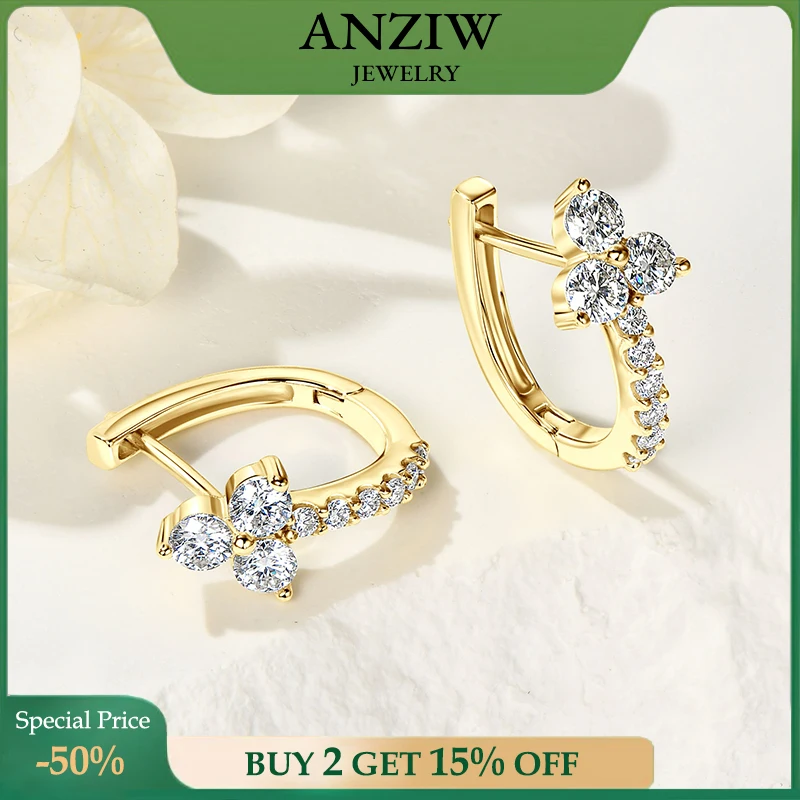 

Anziw 3mm&1.5mm Moissanite Hoop Earrings for Women 925 Sterling Silver Delicate U Shaped Huggie Earrings 2025 Wedding Jewelry