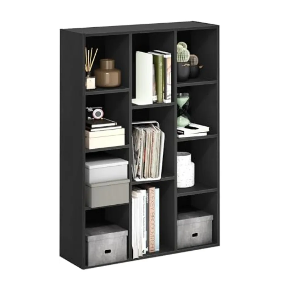 

Book Shelf 11-Cube Bookshelf Reversible Bookcase 9.4 x 29.1 x 41.7 for Living Room Bedroom Home Office Blackwood