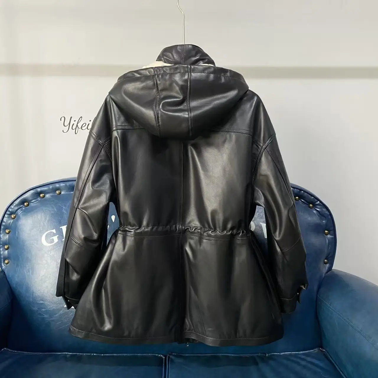 Coole Casual Damen Leder Jaet Eepskin Langer Mantel Loose Fit Daunen Jaet Herbst Winter Neue Sle Faionable Oberbekleidung