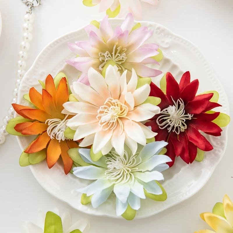 

50/100PCS Artificial Flowers Silk Small Lotus Home Room Table Decora Wreaths Wedding Bridal Accessories Headwear Diy Gifts Box