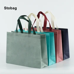 StoBag 10pcs Non-woven Shopping Tote Shoulder Bag Fabric Eco-friendly Large Reusable Gift Storage Pouches Custom Logo(Extra Fee)