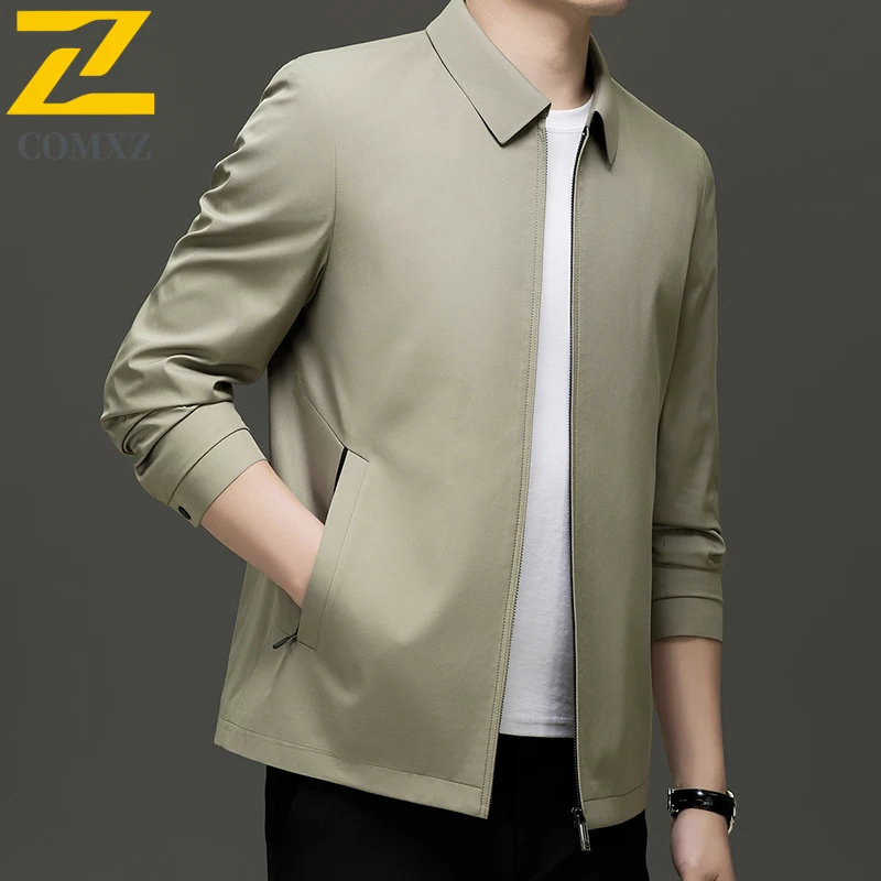 COMXZ New Jacket Men Premium Quality Lapel Business Casual Working Coat Fashion Comfort Lightweight Spring Autumn Outer Garment