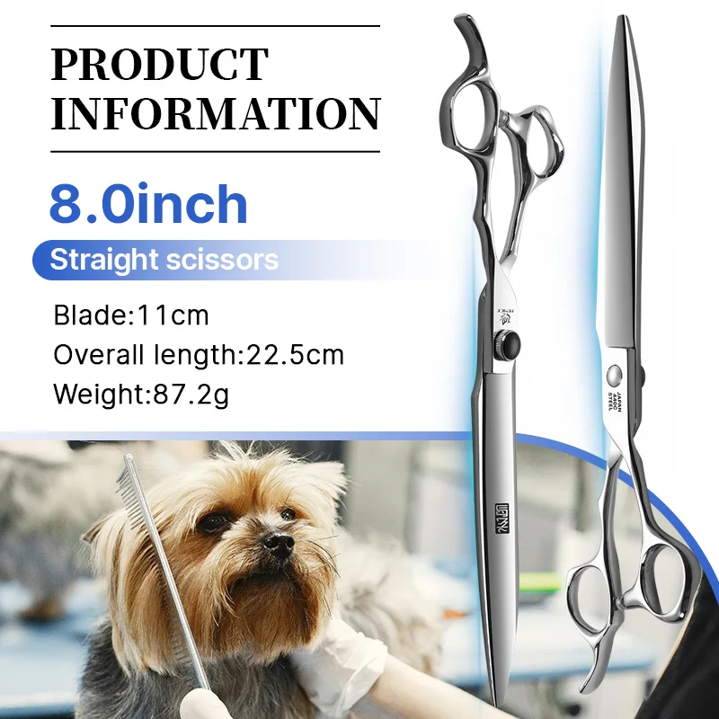 Fenice Professional 8.0 inch JP440C Sword-shaped Wide Blade Cutting Straight Scissors Shears For Pet Dog Grooming