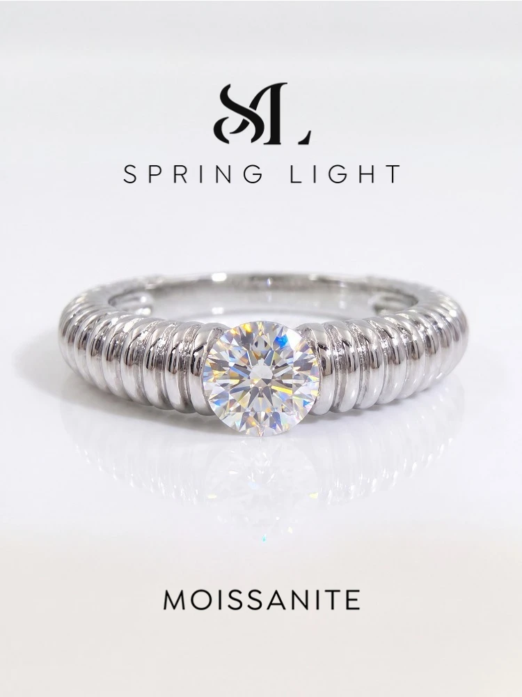 0,5 CT Spiralrunde Moissanit-Diamantringe mit Zertifikat für Damen, Jahrestag, Hochzeit, Modeschmuck – Detail 1