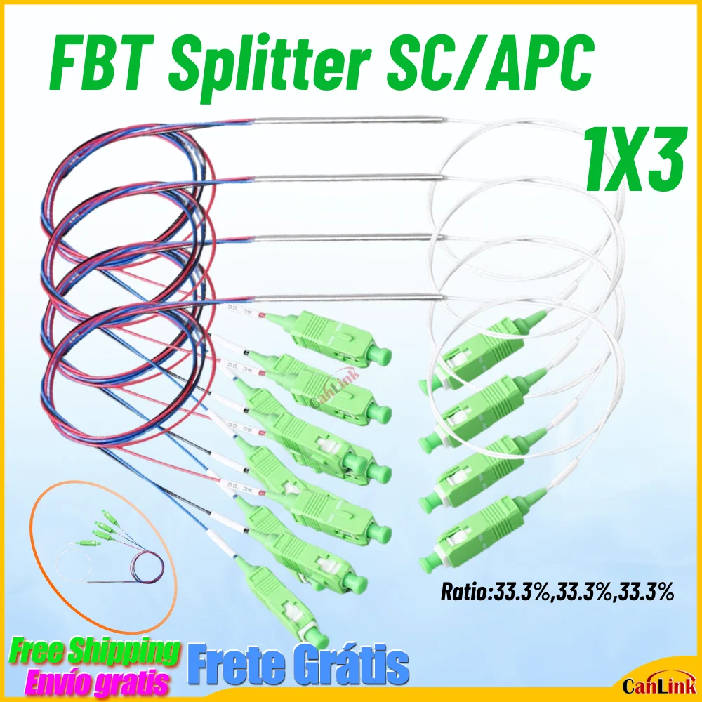 Fiber Optic 1X3 0.9Mm FBT Splitter With Connectors SC/UPC Fiber Opti FBT Splitter SC APC 1x3 0.9mm With Connector Splitter Ratio