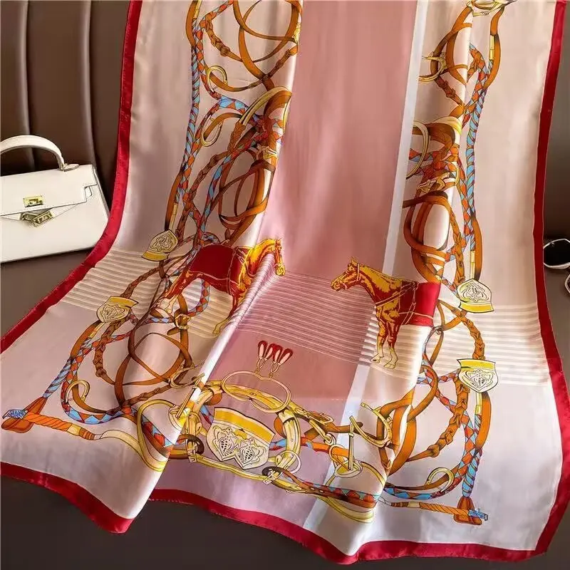 1 개 90x180cm 새 실크 새틴 스카프, 예술적 스타일, 복고풍 식물 및 꽃 무늬 목도리, 엄마를위한 우아하고 가벼운 럭셔리 선물