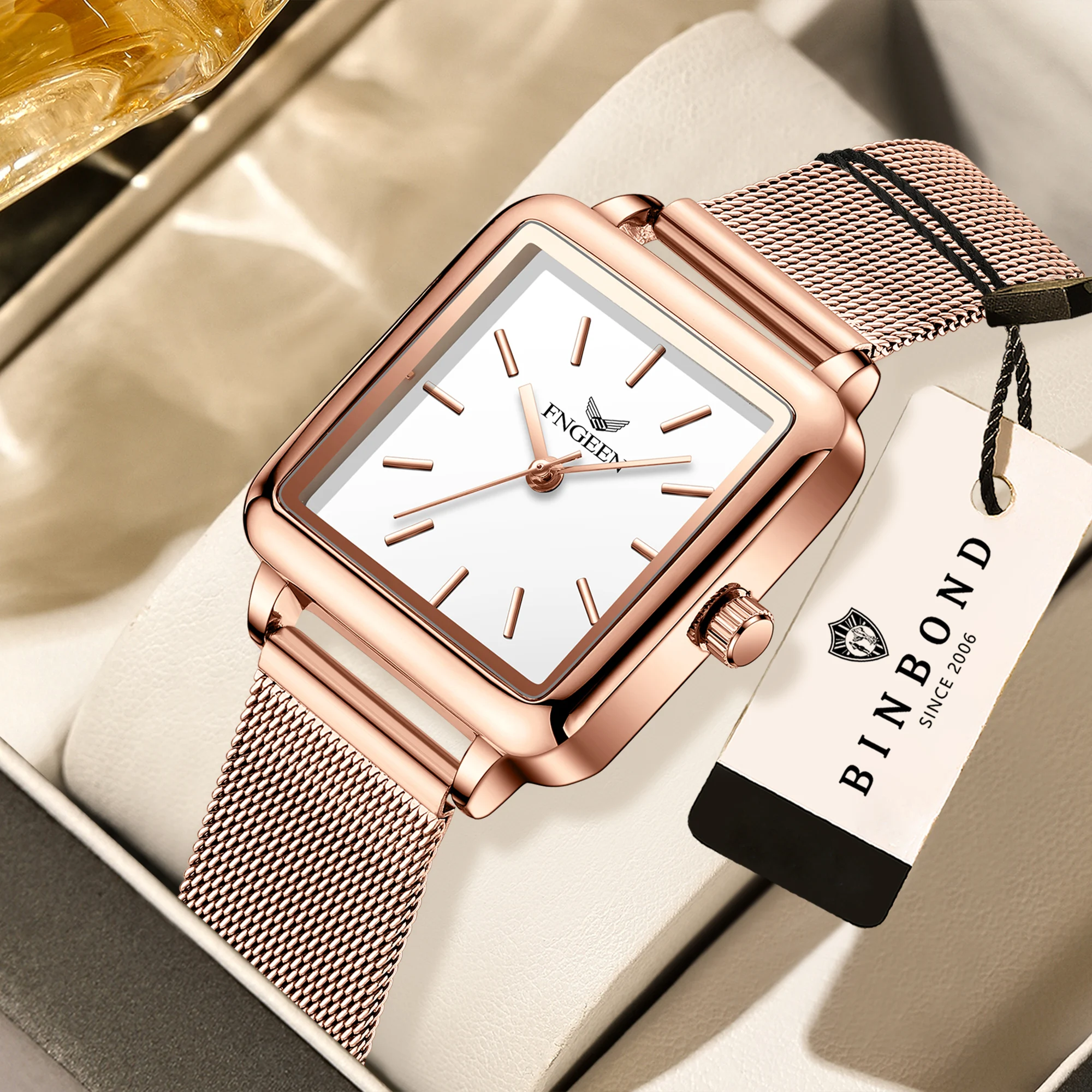 

BINBOND precise quartz watches for women luxury luminous waterproof durable ladies watch casual reloj