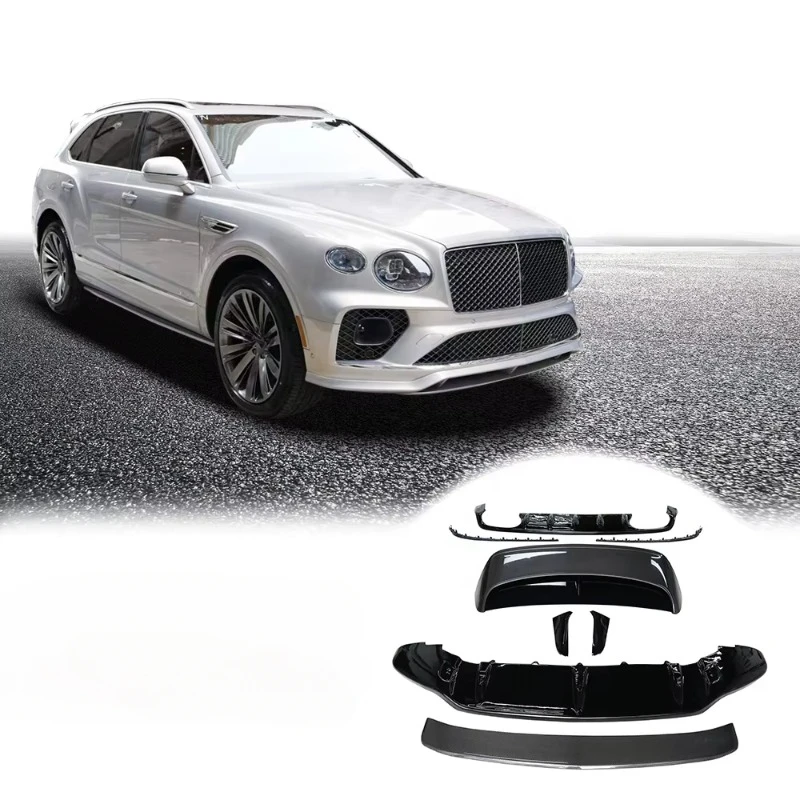 Upgrade Facelift V8S Style Carbon Fiber Front Lip Rear Diffuser Lip Ducktail Spoiler Body Kit for Bentley Bentayga Bodykit 2020