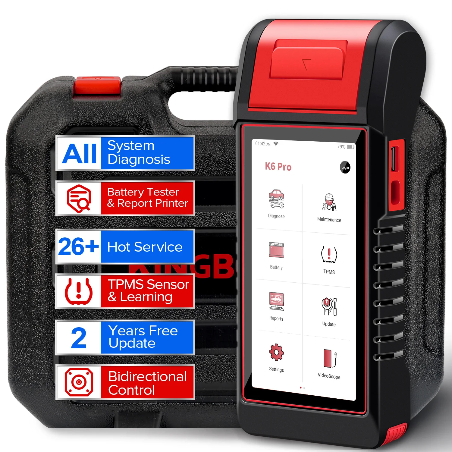 

K6 PRO Full System Car Diagnostic Tool with TPMS Function & 26 Resets 2 Years Free Update