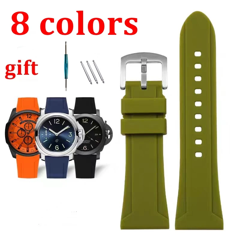 20mm 22mm 24mm 26mm para panerai samsung huawei garmin diesel pulseira pam relógio de borracha masculino pulseira à prova dwaterproof água