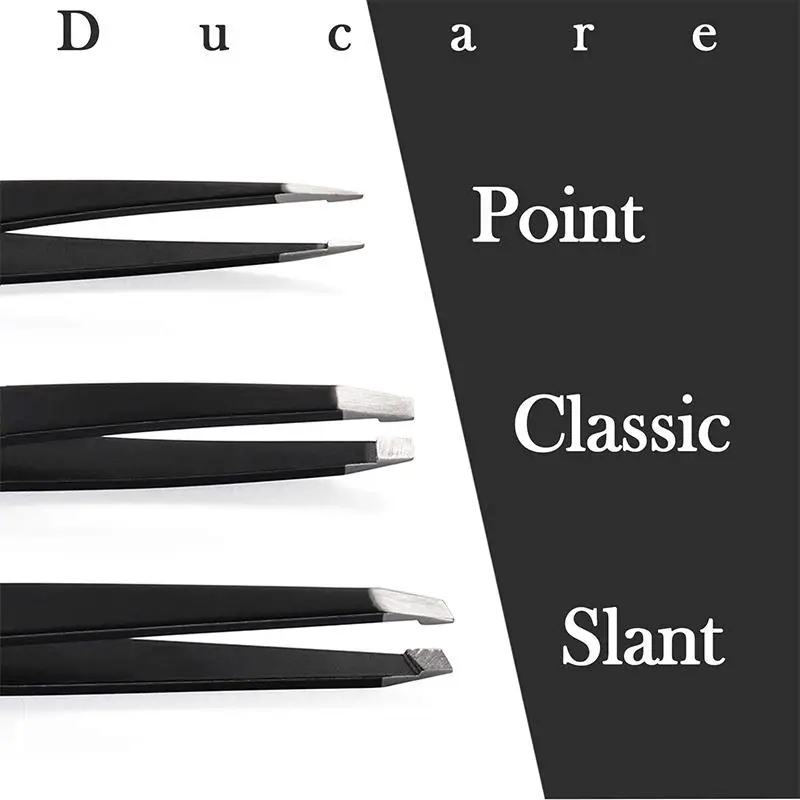 DUcare professional tweezers for eyebrows lash twizzer Stainless Steel Eyelash Extension Classic Slant 3pc Hair removal tweezers