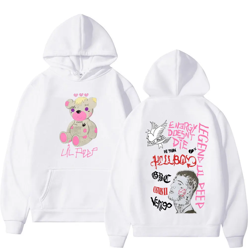 Rapper Lil Peep CryBaby Hellboy Bear Hoodies Herren Damen Vintage Hip Hop Oversized Sweatshirts Herbst Winter Fleece Warme Pullover – Detail 7