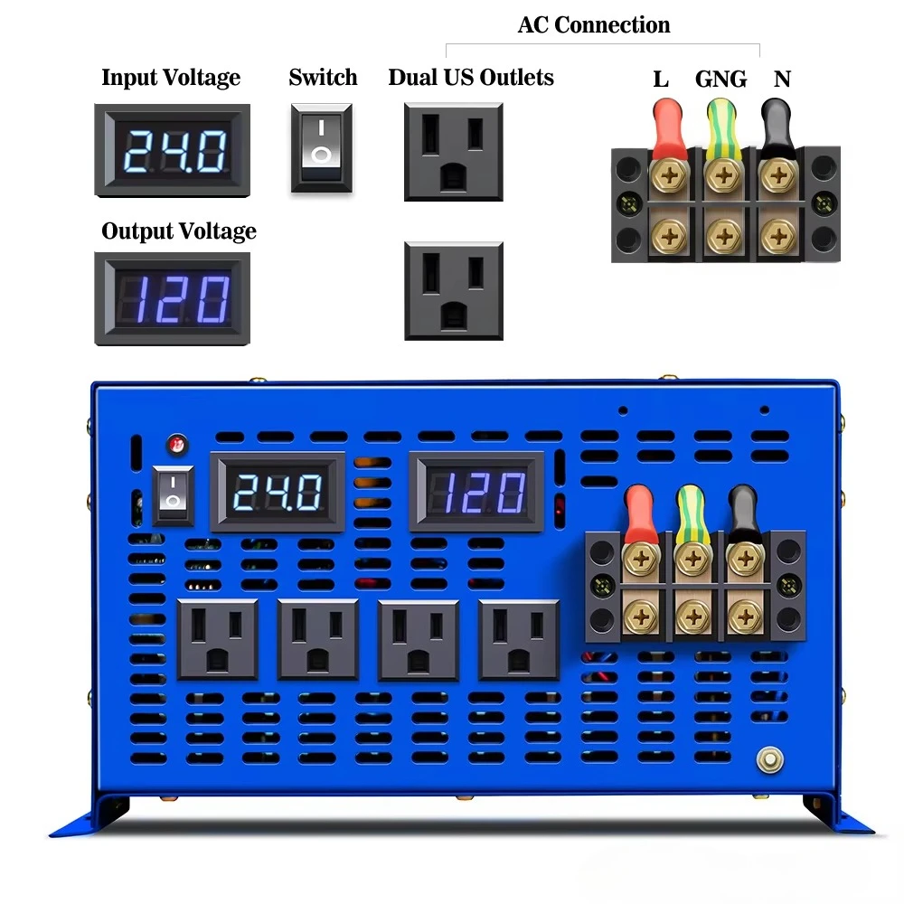 WZRLB 8000w Off Grid Power Converter 12v 24v 36v 48v DC to AC 120v 220v 230v 240V for Solar System RV view 3