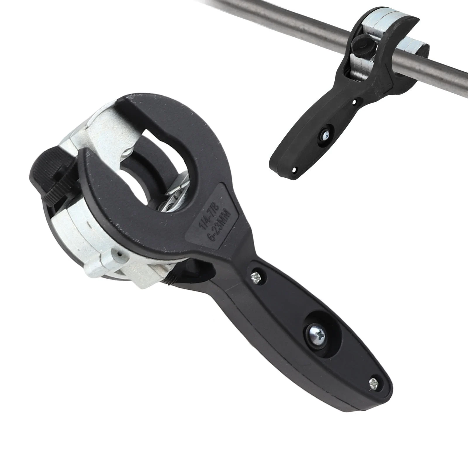 

Ratcheting Tubing Cutter Adjustable Knob Ergonomic Flexible Ratcheting Pipe Cutter for Cutting 1/4~7/8in Copper PVC Metal Pipes