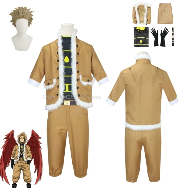 My Hero Academia Hawks Cosplay Costume Takami Keigo Uniform Suit Wing Hero Outfit Hawks Halloween Carnival Wig Glasses Headphone