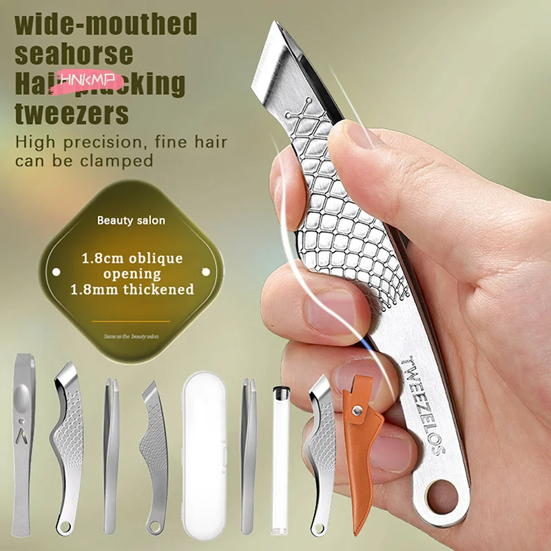 Pinzette professionali per capelli a bocca larga per donne e uomini Strumento per toelettatura barba in acciaio inossidabile addensato